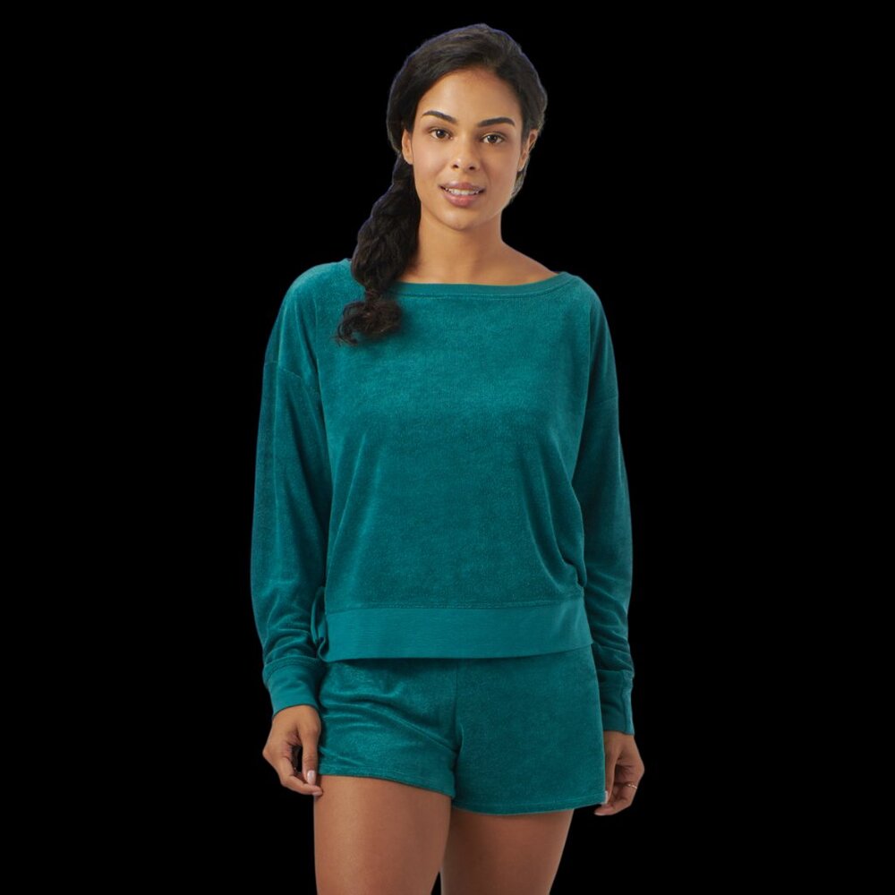 SEA-DOO Teal Velour Lounge Set Top and Shorts Woman's Relaxed Fit Casual NWT